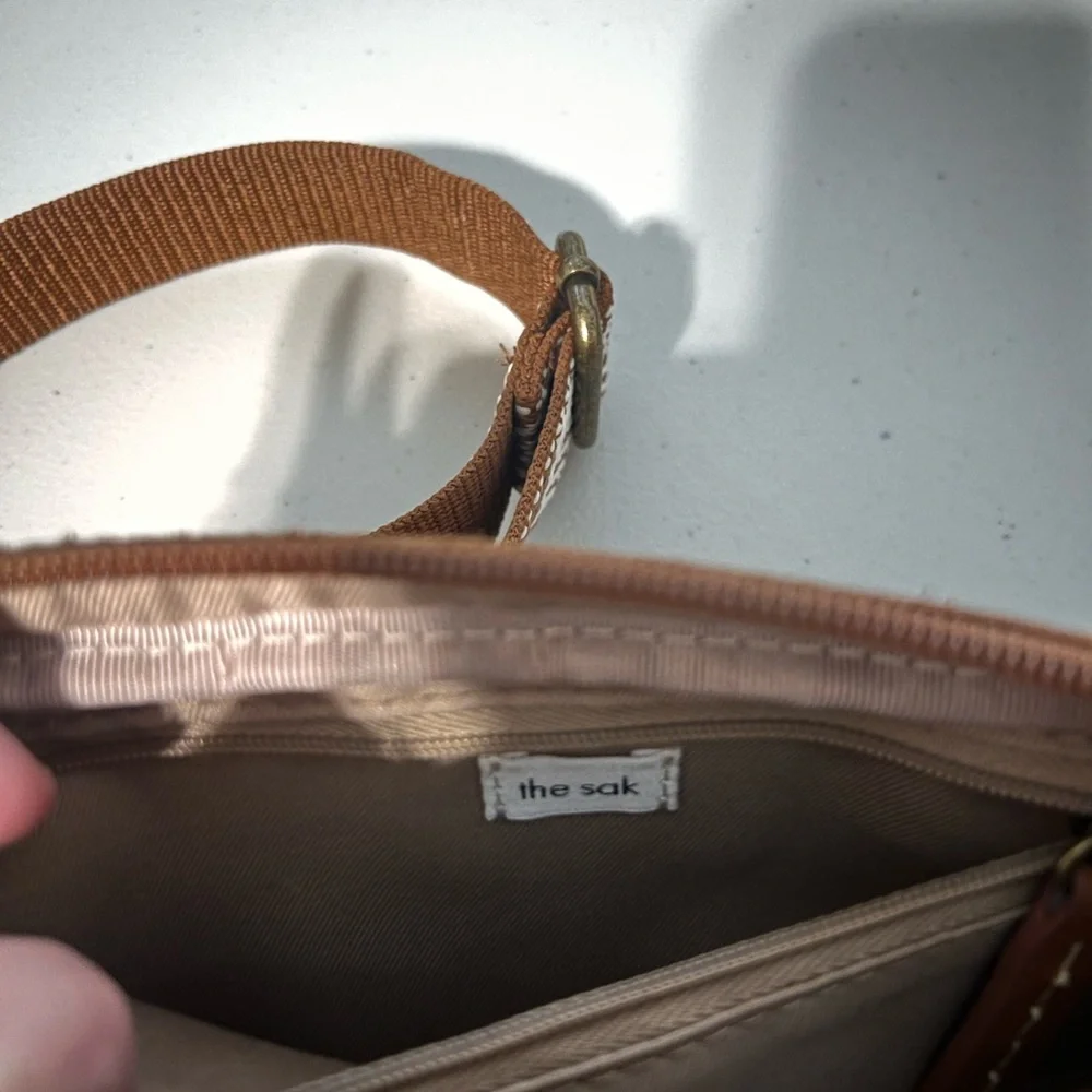 The Sak Embossed Brown Leather Phone Crossbody